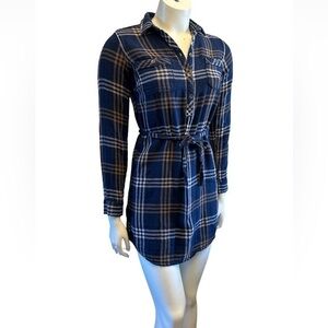 Eddie Bauer Plaid Flannel Long Sleeve Button Up Shirt Dress